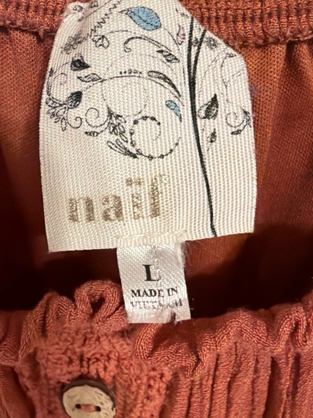 Rust Off-Shoulder Button Front Dress - Picture 4 of 7